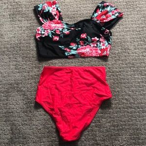 2 piece Pink Floral Bathing Suit